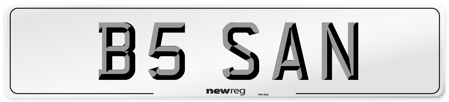 B5 SAN Number Plate from New Reg